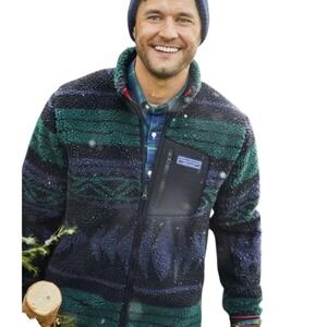 Vineyard Vines Men's Fleece Full Zip Sherpa Jacket in Tonal Nordic M Outerwear